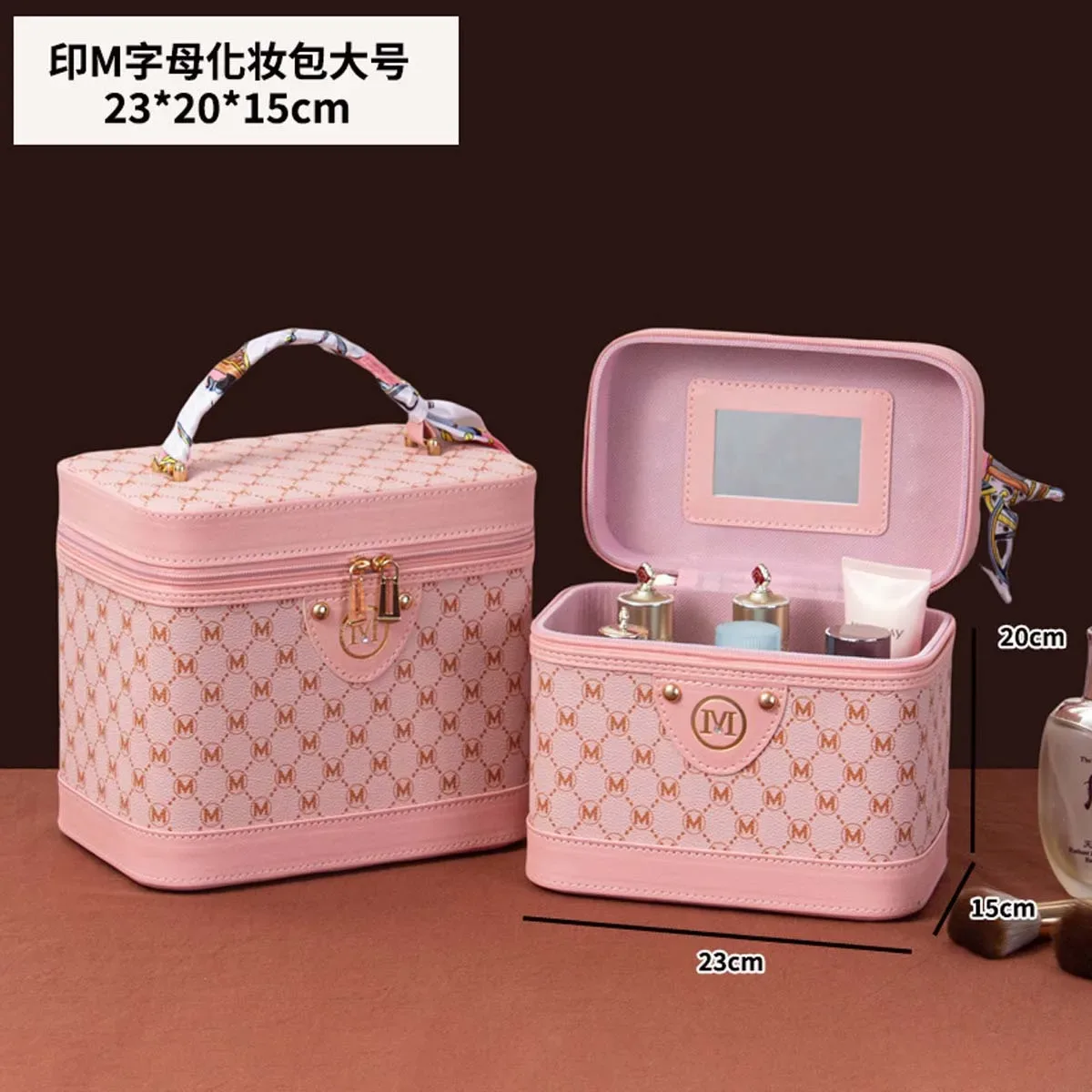 trousse de maquillage rétro surdimensionnée, boîte de rangement multifonctionnelle, portable, imperméable, foulard en soie, valise, nouvelle collection