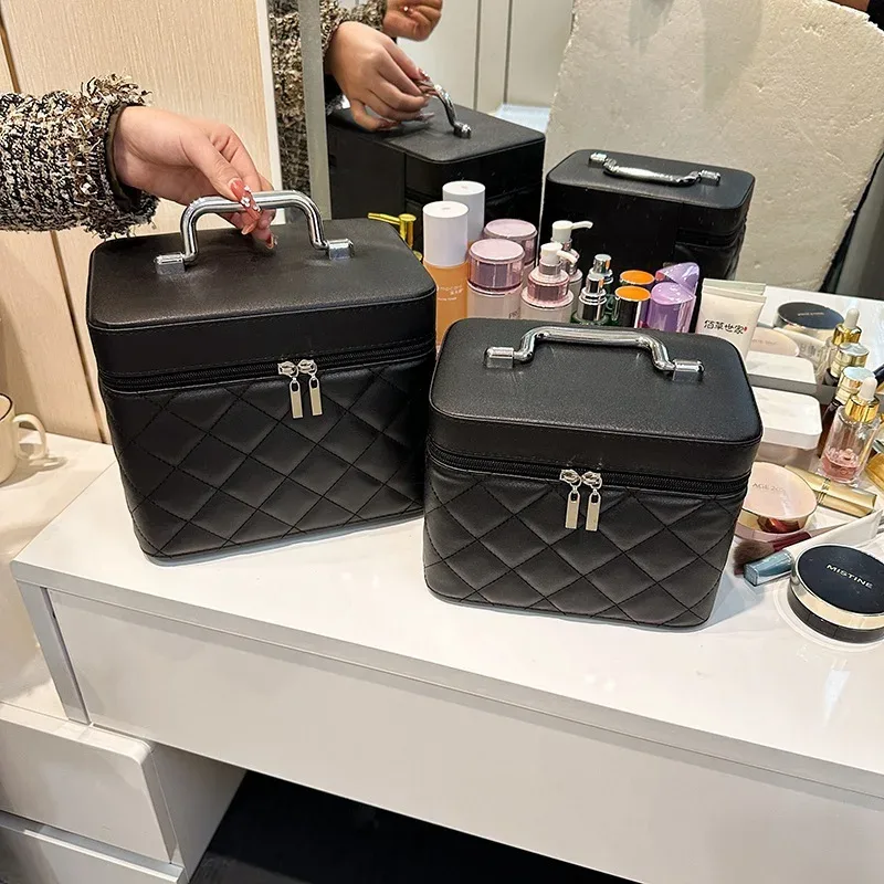 sac à cosmétiques en cuir pu pour femmes, étanche de haute qualité, étui à cosmétiques portable de grande capa