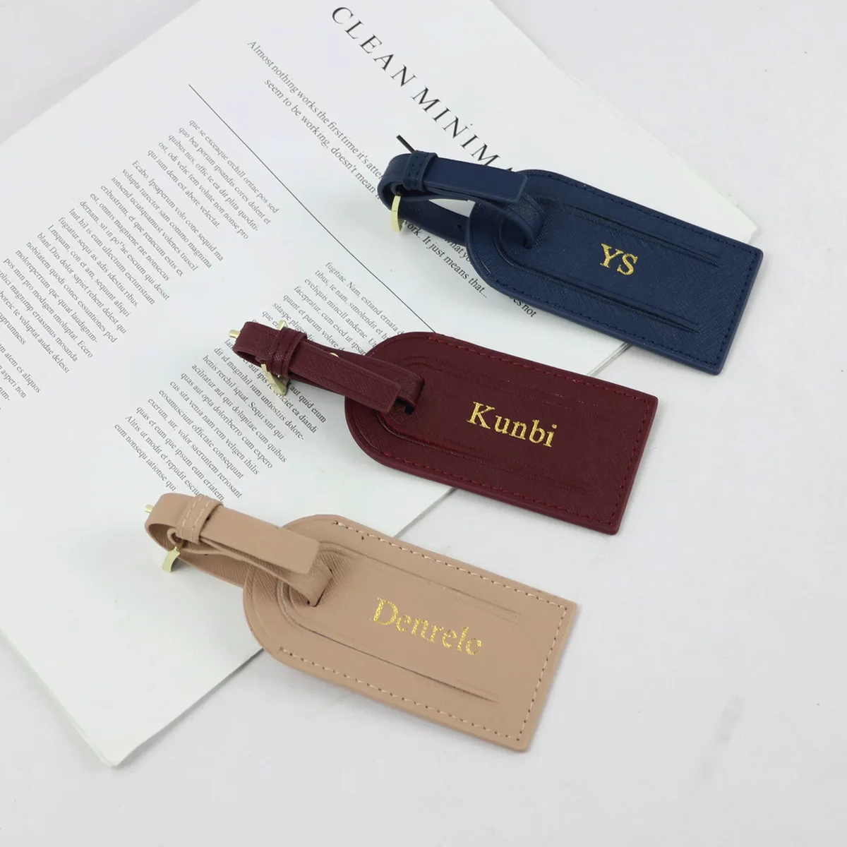 Étiquette de bagage de voyage en cuir véritable, avec nom personnalisé gratuit, pour costume d'avion, Saffiano, cadeau