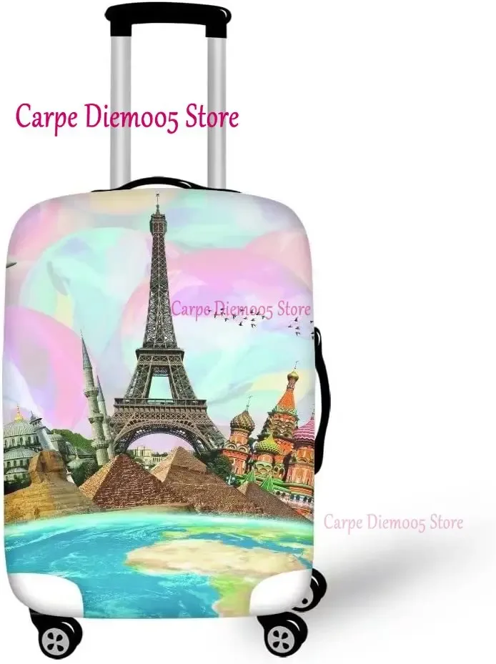 juste de valise de voyage tour eiffel paris avec fleurs roses, housse de protection des bagages, convient aux valises de 18 à 32 pouces
