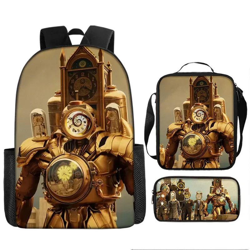 sacoche de livre et de stylo pour étudiants, 3 pièces, toilette, haut-parleur titan, caméraman, sac à dos titan clockman