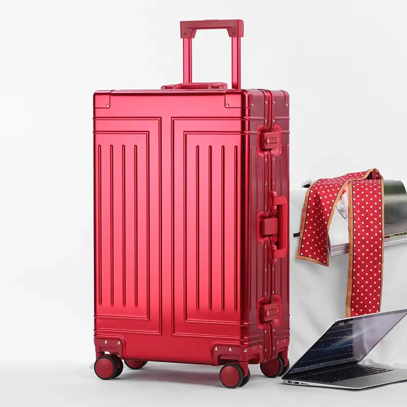 valise à roulettes en aluminium 100% de 20, 24, 26, 28, 30 pouces, valise de cabine imperméable en métal, valise de voyage en aluminium avec roulettes