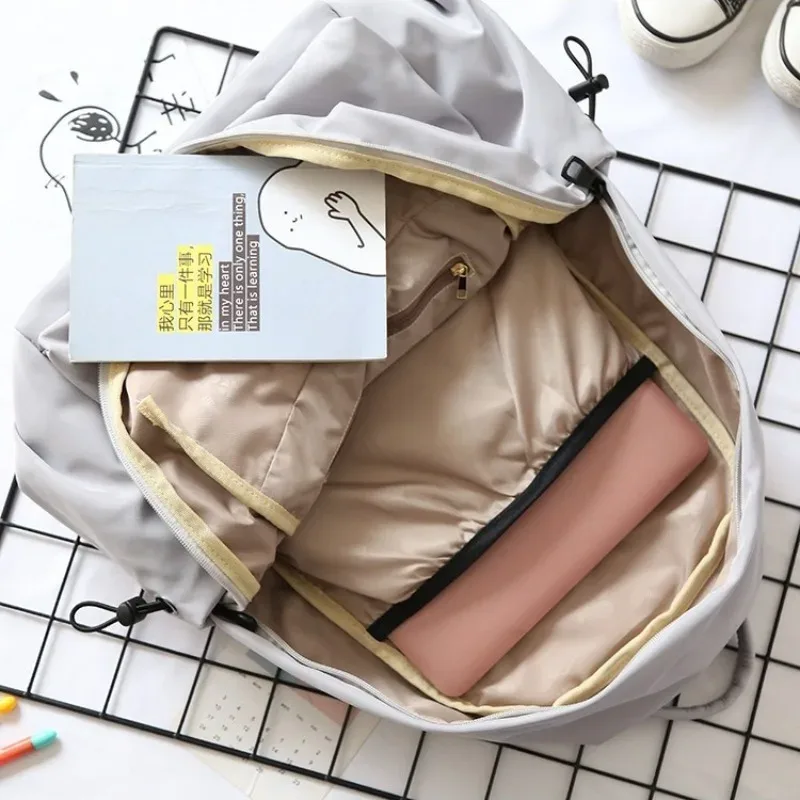 sac à bandoulière imperméable de grande capacité, couleur unie, en nylon, cent avec cartable pour étudiantes, sacs à dos de voyage