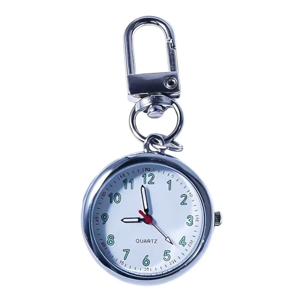 montre d'examen à mouvement silencieux, boîtier en alliage, couvercle en cuir, montre de poche mini format, design réutilisable, montre porte-clés, décoration de sac à dos