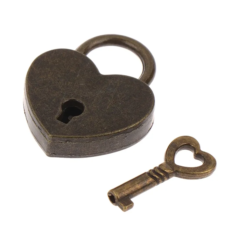 1 ensemble de cadenas en forme de cœur, serrures de matériel pour bagages avec serrure à clé pour voyage, boîte à bijoux de mariage, journal intime, valise, cadeau de noël