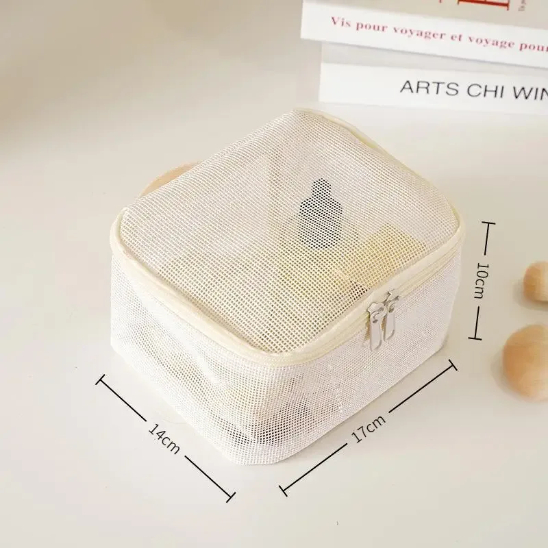 sac à main en maille pour maquillage, lot de 3, trousse de toilette portable pour le rangement des rouges à lèvres et des accessoires
