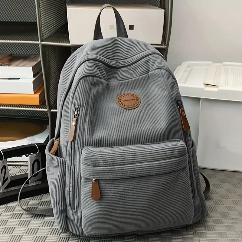 sac à dos en velours côtelé vert olive pour femme, grande capacité, sac à dos décontracté, travail, école, voyage, cadeau idéal pour les étudiants, école