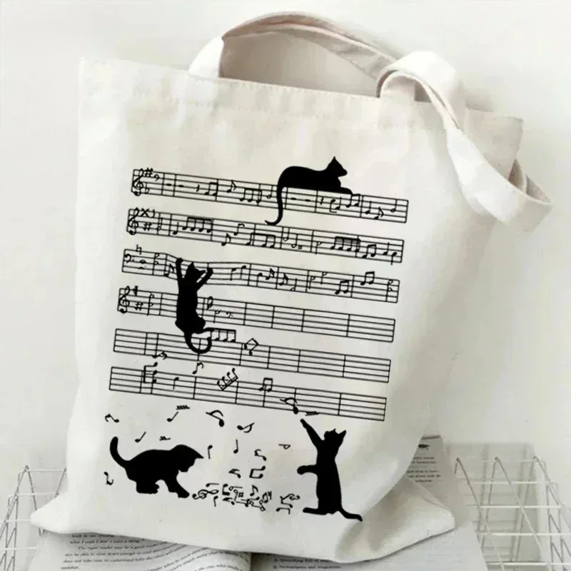 sac à bandoulière en toile pour femme, motif « just a girl who loves cats », sac de shopping, sac fourre-tout pour étudiante, sac à main motif chaton de dessin animé