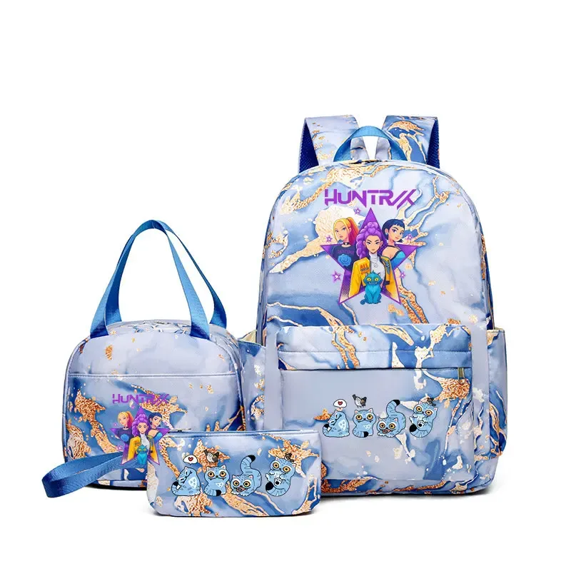 sacs à dos kpop demon hunters avec sacs à déjeuner, sacs d'école légers pour étudiants et adolescents, sac de voyage décontracté pour femmes, 3 pièces/ensembles