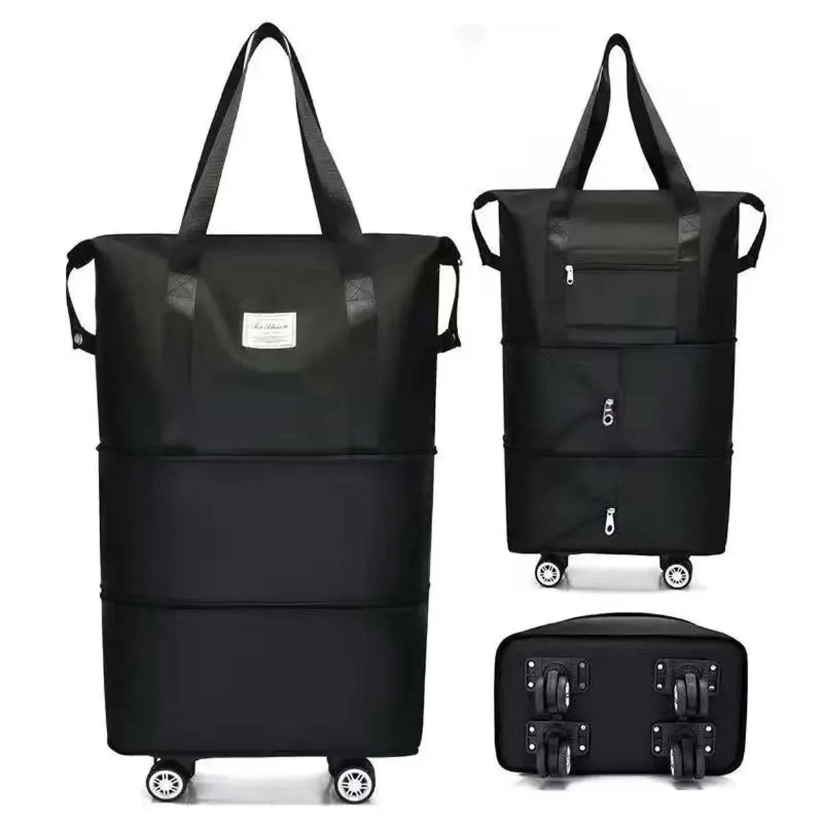 sac de voyage à roulettes universel, sac de rangement de grande capacité, séparation sèche et humide, sac à main d'extension double couche surdimensionné pour maternité
