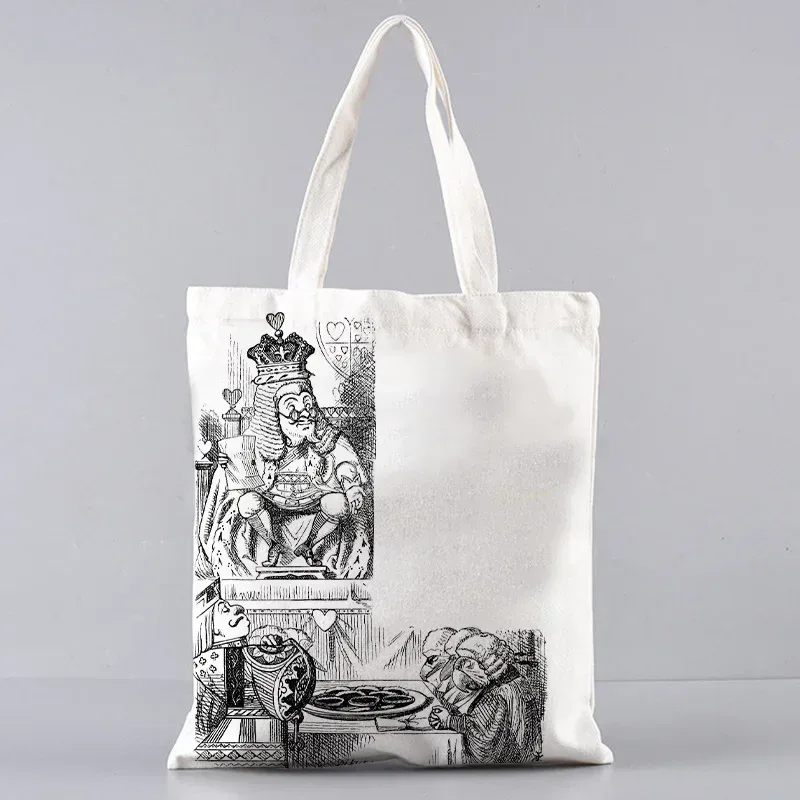 sac fourre-tout en toile alice au pays des merveilles, sac à main à bandoulière pour femmes, sac à livres portable pour étudiants, sac de courses quotidien pour filles