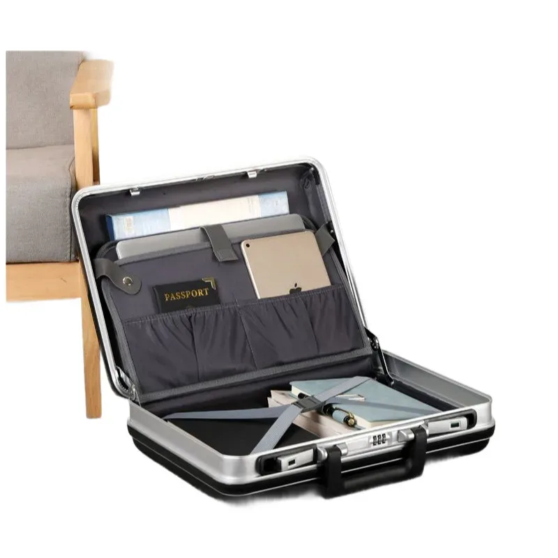 mallette pour ordinateur portable d'affaires à coque rigide avec cadre en aluminium - sac d'ordinateur portable antivol avec mot de passe pour voyage