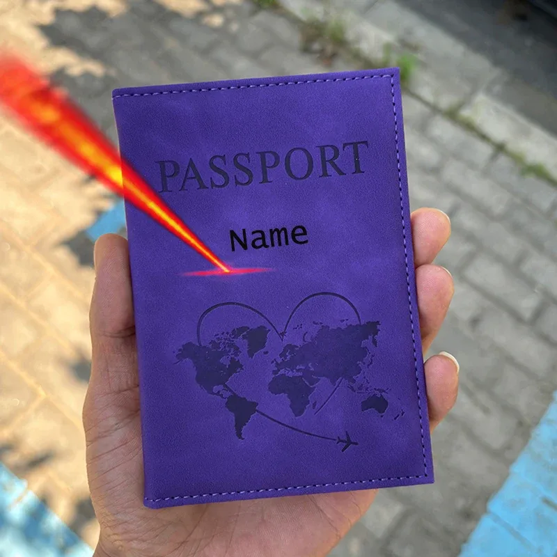 porte-passeport avec nom personnalisé, portefeuille de voyage, couverture en cuir gravé, cadeaux de voyage, accessoires de voyage pour femmes et hommes
