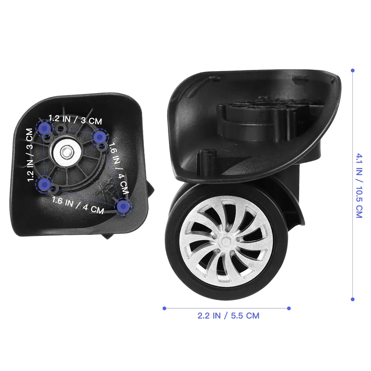 4 pièces valise roues bagages rouleau de rechange roue bagages remplacement universel 360 ° outil de réparation de boîtier de chariot à roulettes à roues pivotantes
