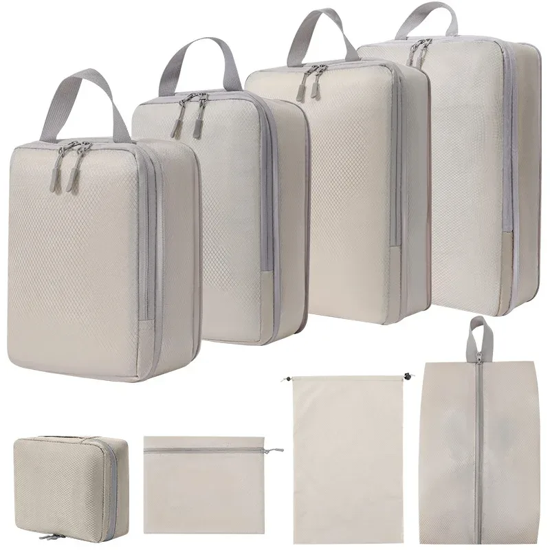 4 pièces/ensemble emballage compressible sac de rangement de voyage cubes valise étanche en nylon portable avec sac à main organisateur de bagages ryanai