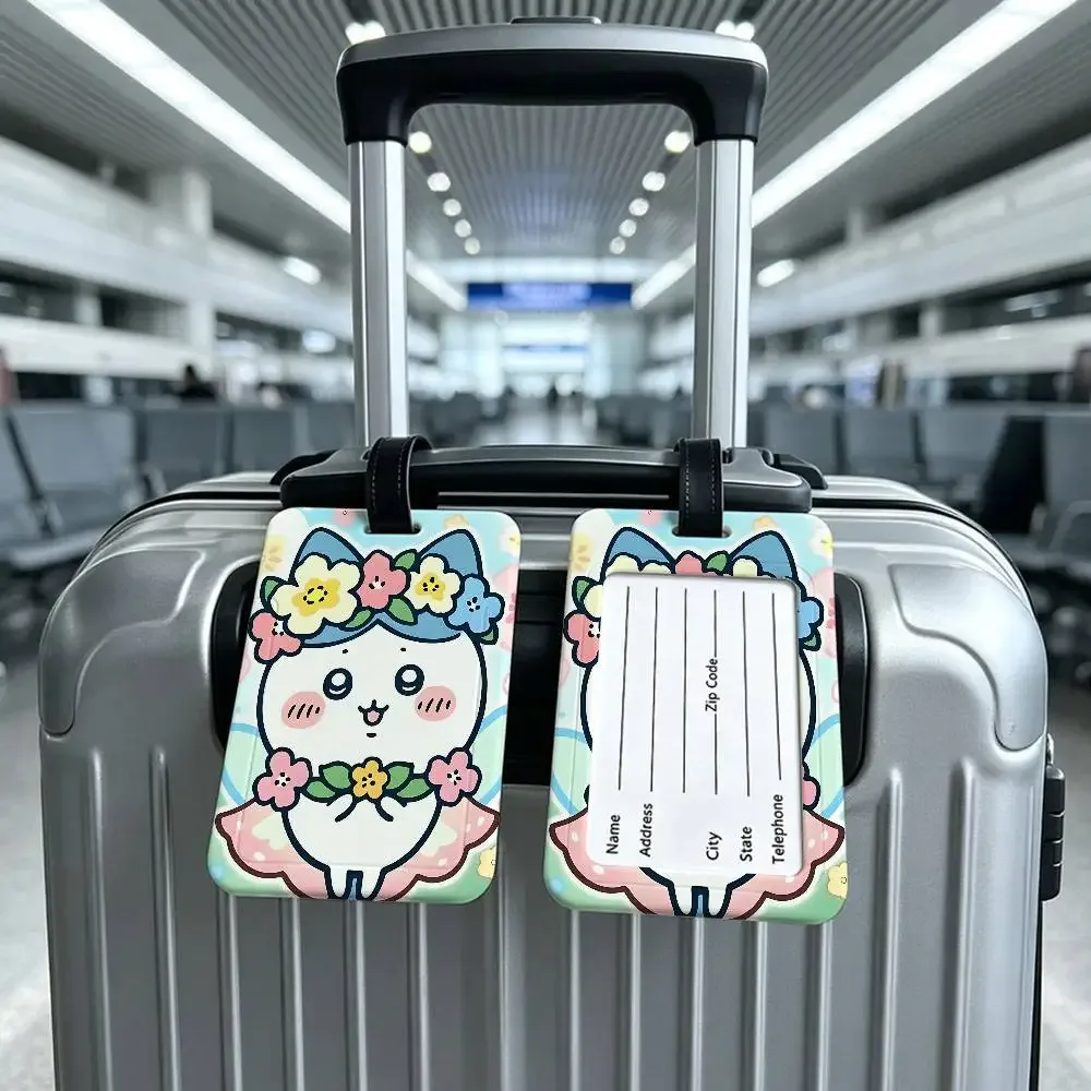 étiquette de bagage anti-perte en pvc durable avec carte d'information, motif dessin animé mignon c-chiikawas, légère, pour identification des bagages