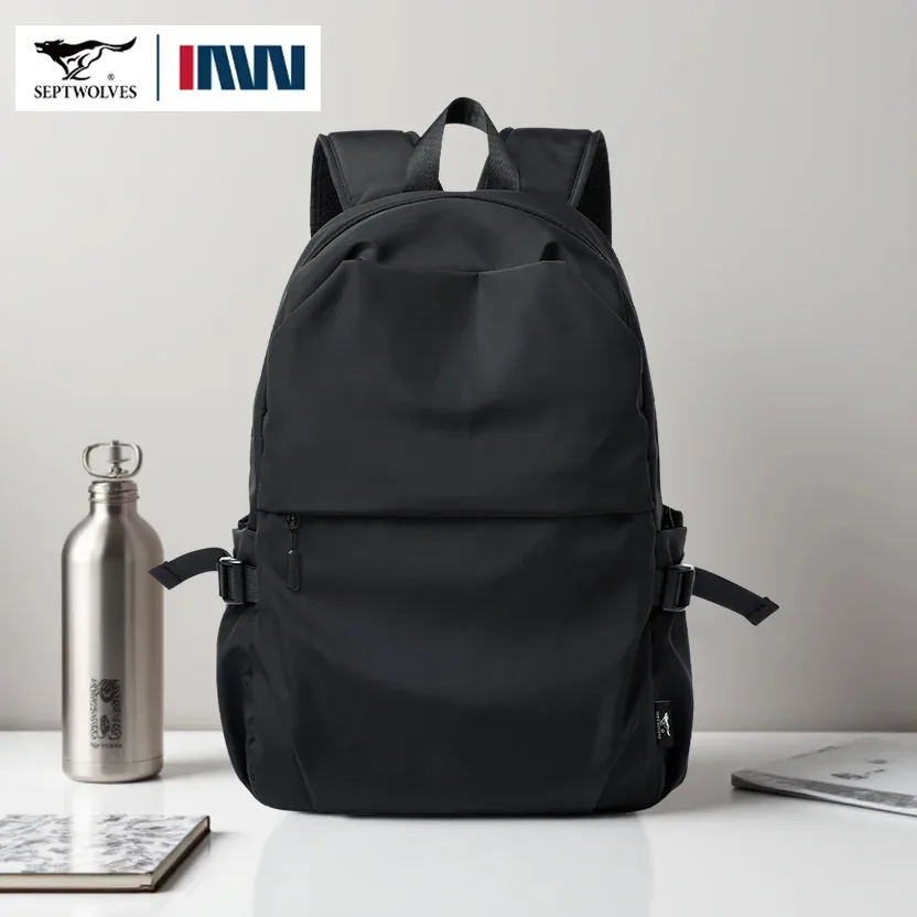 septwolves noir imperméable décontracté école sac à dos 16 pouces sac à dos pour ordinateur portable femmes homme garçon cartable sac grande capacité sac à dos