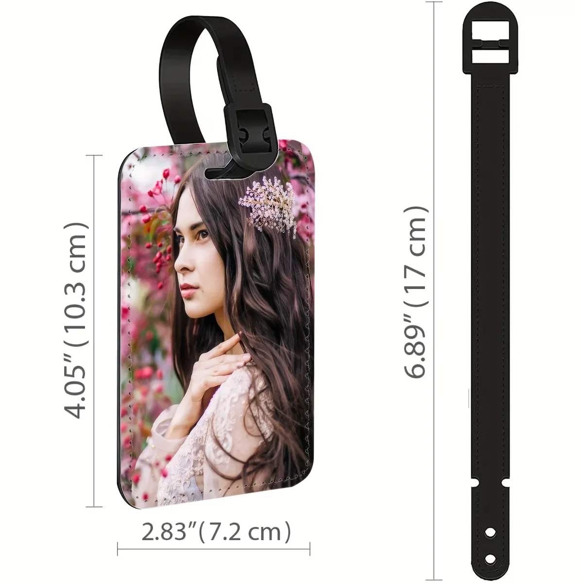 étiquettes de bagages personnalisées avec photos personnalisées - convient aux valises, aux sacs à dos et aux sacs à main. porte-documents de voyage en pu durable