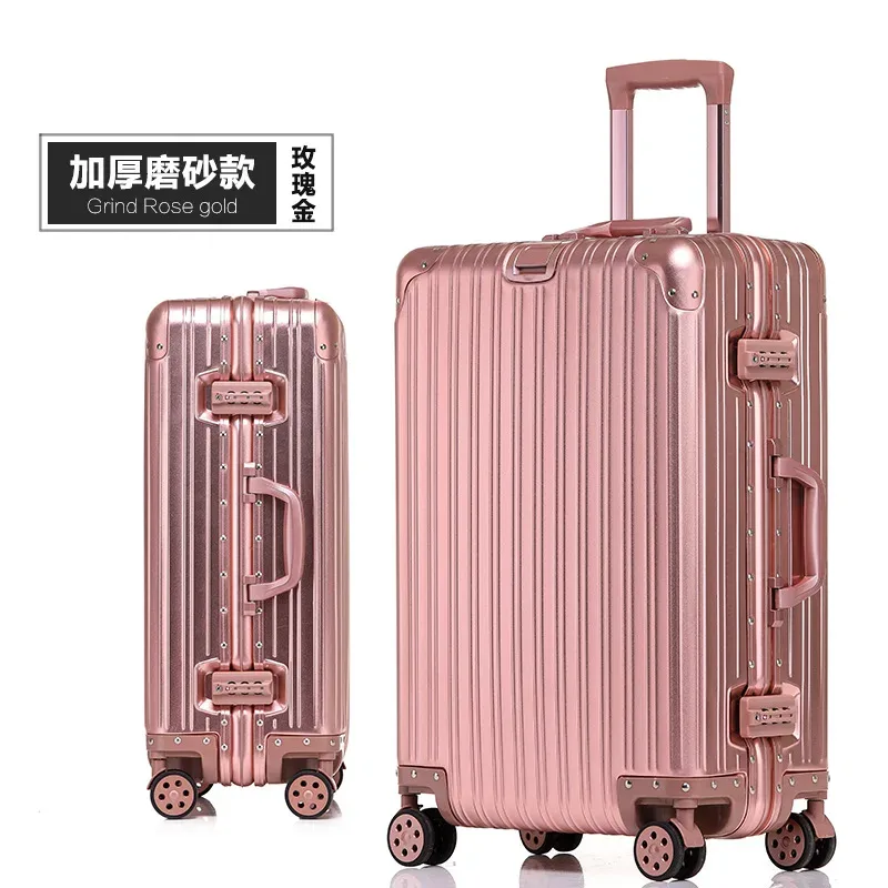 valise de voyage en aluminium 20/22/24/26/28/30'' de haute qualité avec serrure tsa, bagage à roulettes, valise cabine en métal