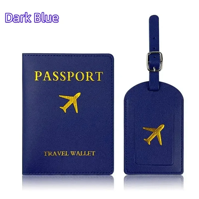 lot de 2 : housse de passeport en pu et étiquette de bagage d'identification pour valise, porte-nom, adresse et passeport