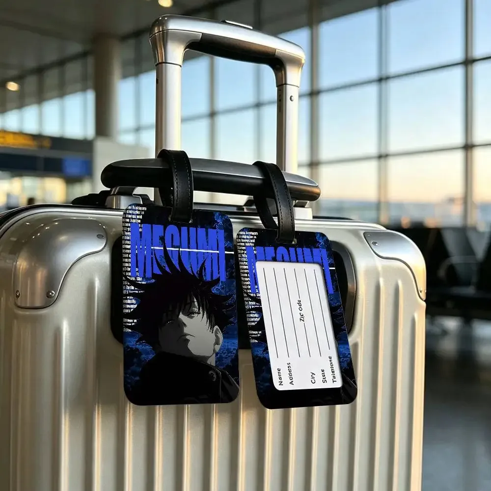 étiquette d'identification de bagage anti-perte en pvc anime fushiguro megumi jujutsu kaisen, porte-carte d'information amovible, étiquette de bagage de voyage