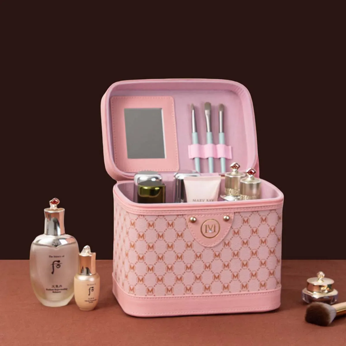trousse de maquillage rétro surdimensionnée, boîte de rangement multifonctionnelle, portable, imperméable, foulard en soie, valise, nouvelle collection
