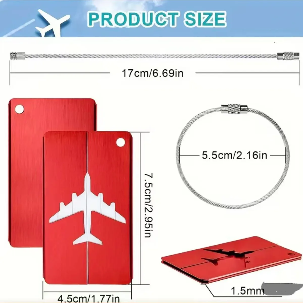 5 étiquettes de bagages en alliage d'aluminium pour voyage