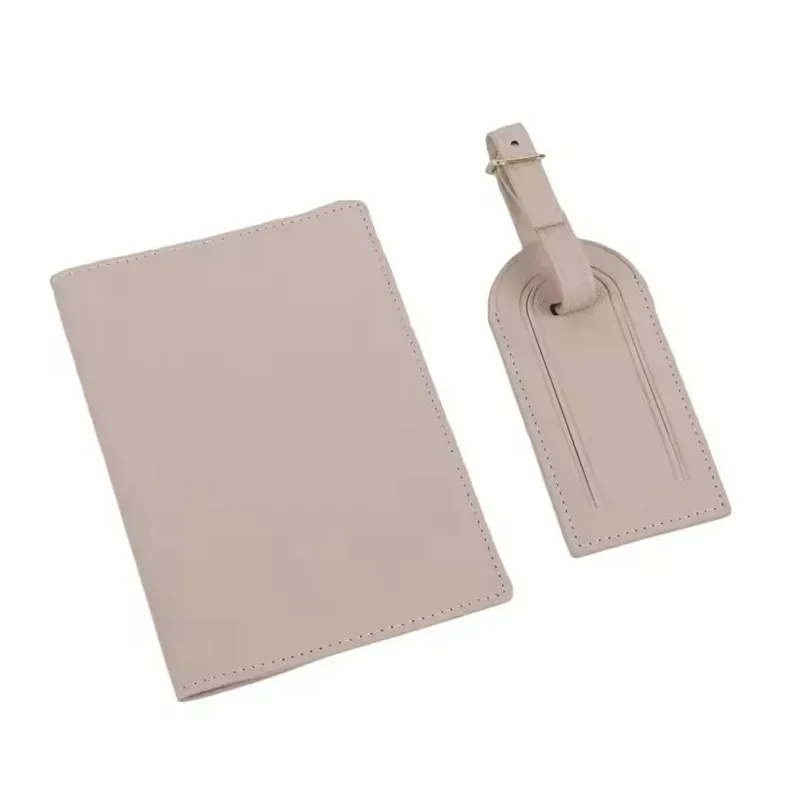 couverture de passeport en cuir saffiano avec initiales personnalisées gratuites, ensemble d'étiquettes de bagages, porte-passeport, étiquette de valise de voyage, accessoires de voyage