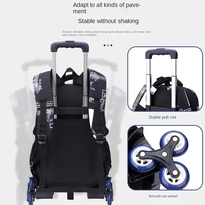 sac de chariot d'école pour adolescents garçon enfants étudiant sac à dos roulant sac d'école avec roues sac à dos à roulettes de voyage sacs de livre