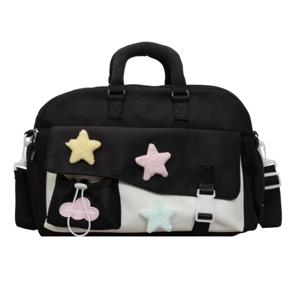 sac de voyage de grande capacité, couleur macaron, sac de sport à plusieurs poches, sac à bandoulière en polyester, sac portable pour les courts séjours.
