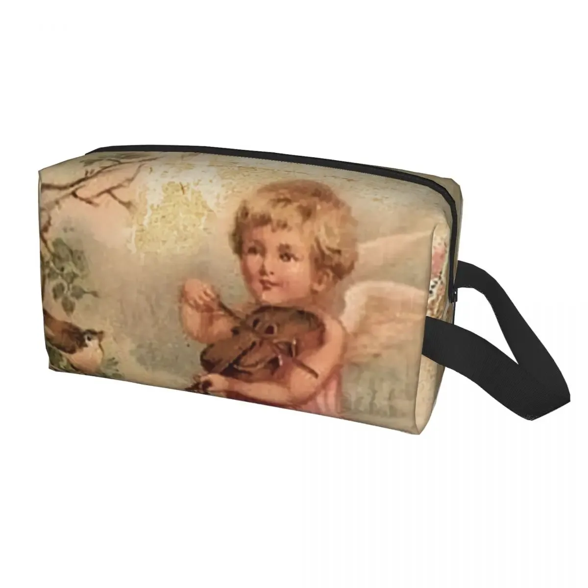 sac à cosmétiques de voyage personnalisé pour femmes, rose vintage, ange victorien, trousse de toilette de maquillage, trousse de rangement de beauté