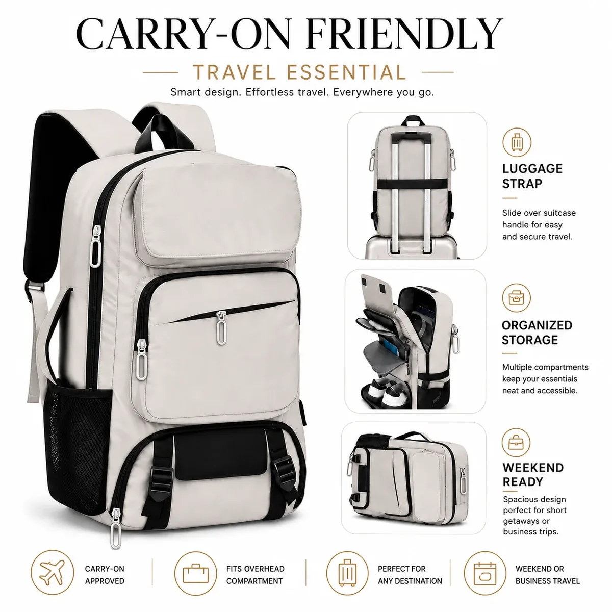 sac à dos de voyage pour homme de grande capacité avec compartiment séparé pour chaussures et plusieurs poches pour organiser les ordinateurs portables, un sac à dos spacieux adapté aux voyages d'affaires, aux vacances et aux trajets quotidiens.