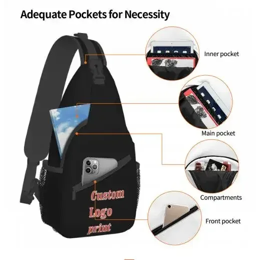 sac à dos à bandoulière avec logo personnalisé pour homme, sac de poitrine initié pour la randonnée