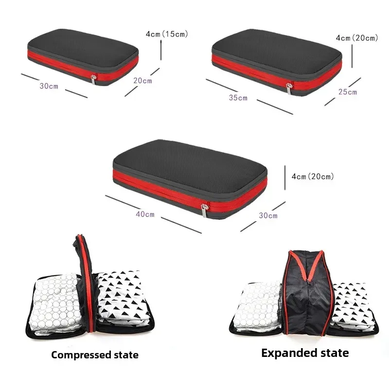 ensemble de sacs de rangement de voyage à double compression avec sac à chaussures, organisateur de bagages, accessoires de voyage, pochette de rangement compacte