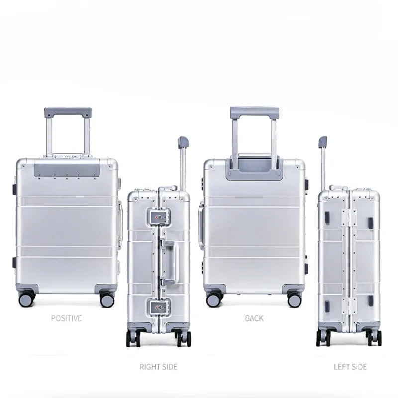valise à roulettes tout en aluminium pour hommes et femmes, bagage à main de voyage, 20 pouces, haute qualité, dernier cri