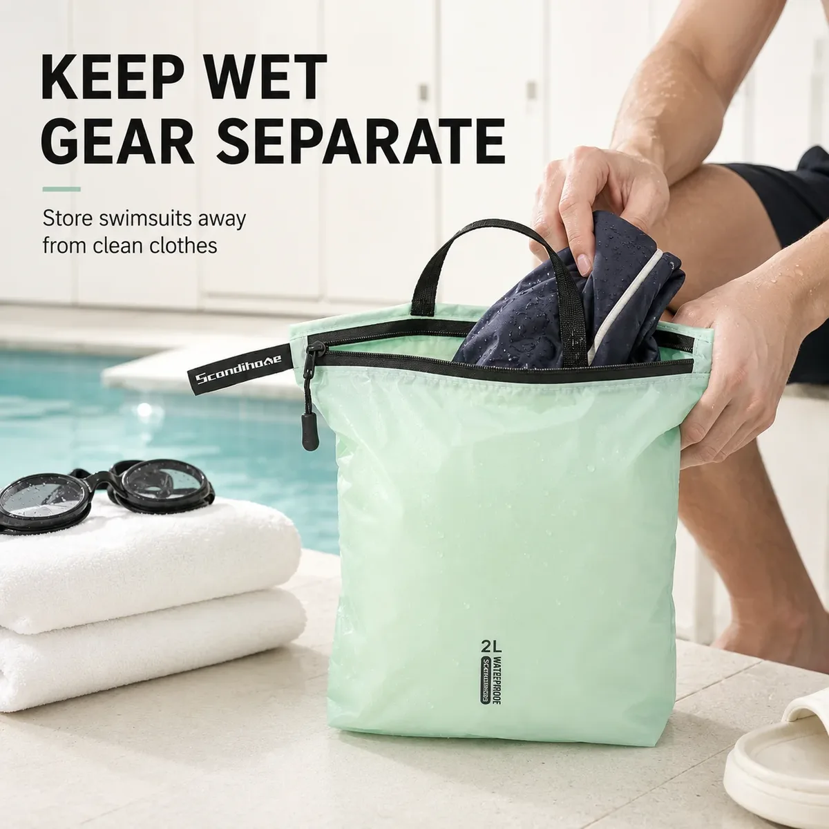 sac étanche pour maillot de bain, voyage, plage, piscine, gym, léger, en nylon, avec fermeture éclair, organiseur, pochette de rangement pour chaussures et articles de toilette