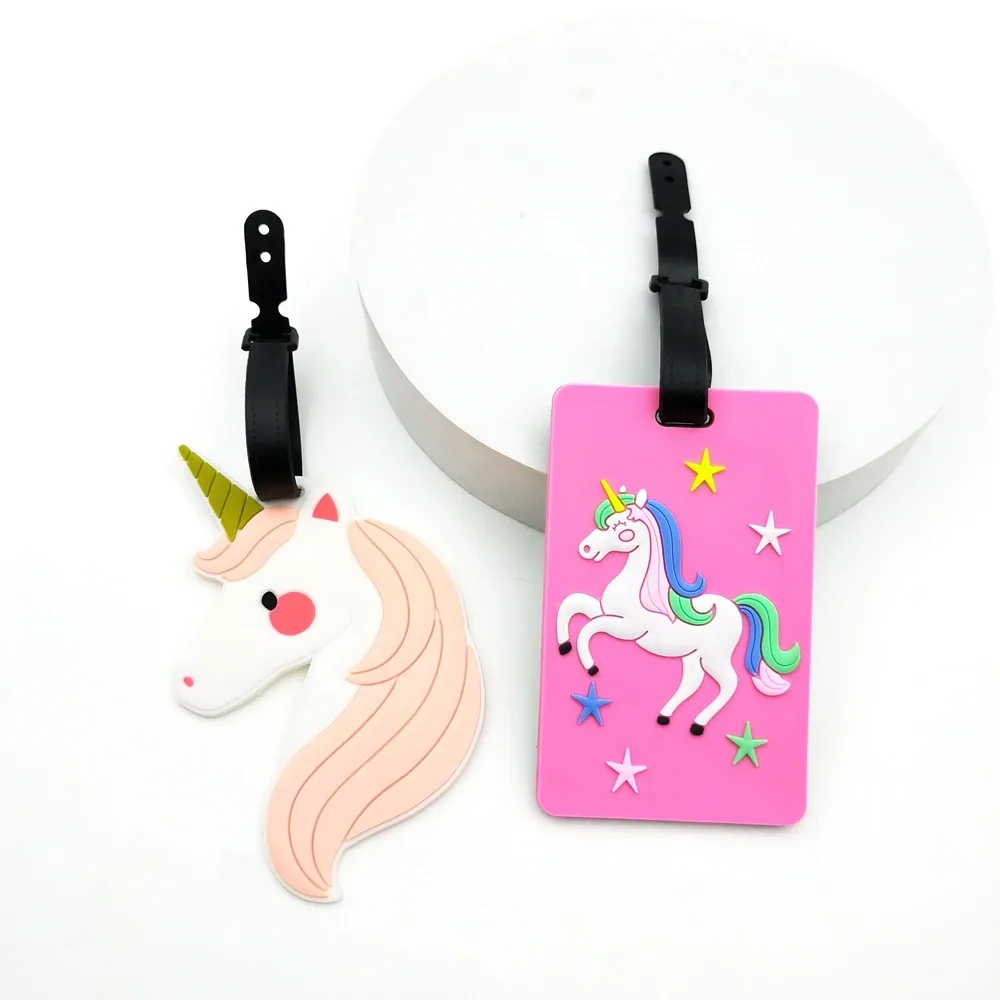 étiquettes de bagage licorne 1 pièce/2 pièces pour voyages d'affaires adultes, bagages d'aéroport, étiquettes 