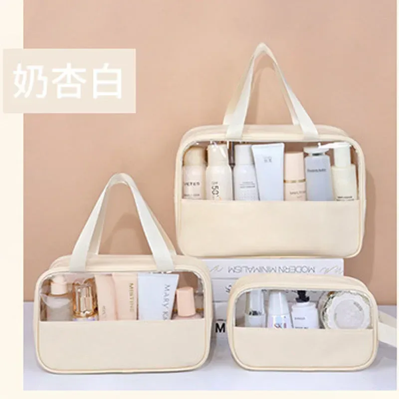 sac à cosmétiques de voyage portable pour femmes, trousse de maquillage transparente, sacs de lavage de bain de grande capacité, mallette de rangement étanche multifonction