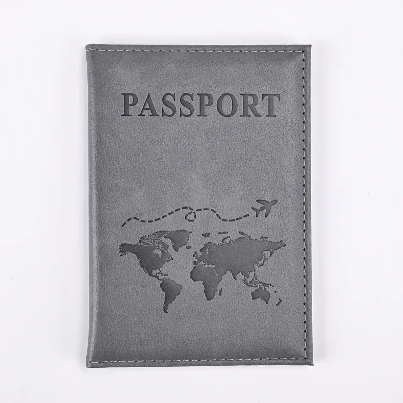 porte-passeport en pu pour femmes, motif de carte, couverture de passeport, portefeuille de voyage, clip pour billet de vol, porte-carte d'identité, accessoires de voyage