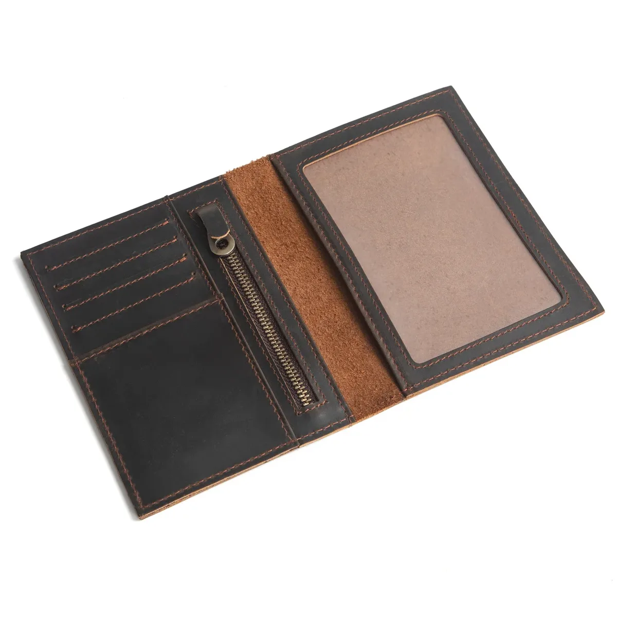 porte-passeport tout-en-un en cuir - portefeuille de voyage avec fermeture éclair et emplacements pour cartes, organiseur de documents durable pour les voyages et les affaires