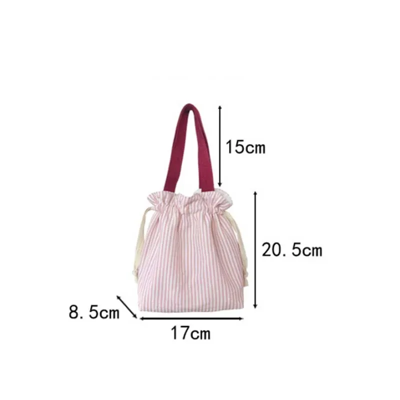 sac organisateur à cordon avec poignée supérieure, rayures, portable, porte-monnaie à main, pratique, réutilisable, pochette de voyage, pique-nique