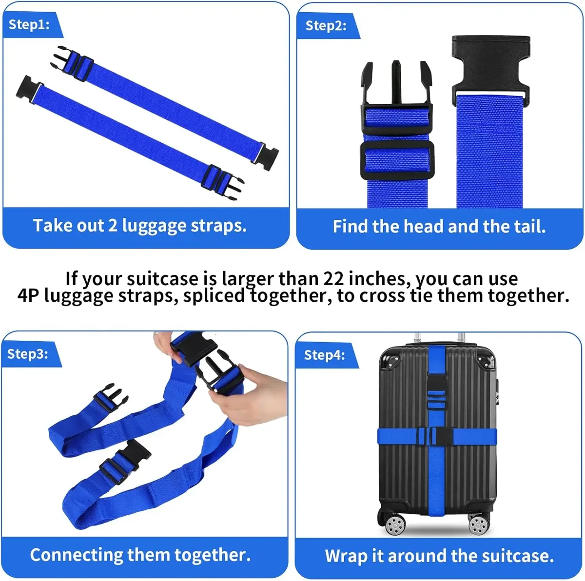 sangles de sécurité réglables pour bagages, ceinture de bagage avec fermeture à boucle, ceinture de bagage pour fermeture de sac de voyage de valise, sécurité des bagages