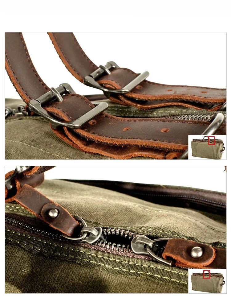 sac de voyage en toile de cire à l'huile épaisse de style militaire, sac de voyage rétro, sac de sport de plein air, grande capacité