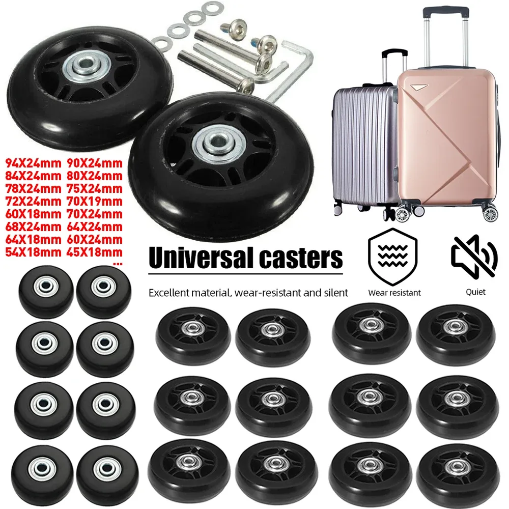 Kit de réparation de roulettes avec roulements métalliques, pièces de valise, essieux, roues de bagages de voyage silencieuses, essieux de remplacement, roues de degré
