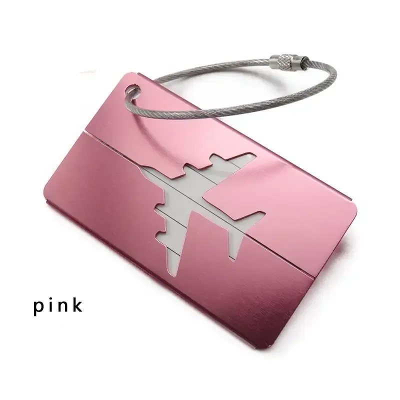 étiquette de bagage en aluminium durable, design antivol avec anneau en acier, pour identification de bagages et enregistrement à l'aéroport