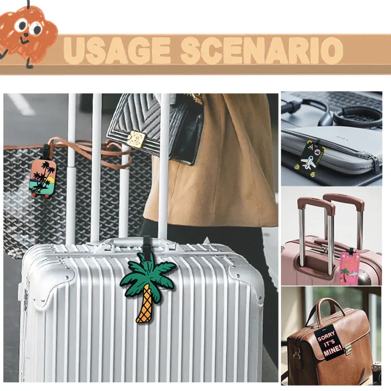 accessoires de voyage tendance, animaux mignons, étiquettes de bagages, sacs de voyage en silicone, accessoires d'identification, porte-bagages, cartes d'embarquement, porte-objets