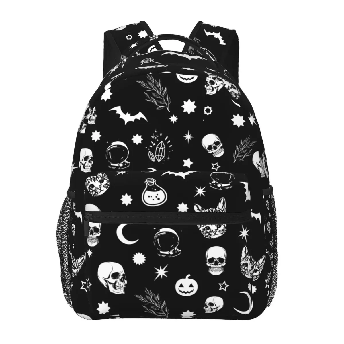 noir sorcière crâne lune divination sacs à dos école livre sacs étanche étudiant sac à dos pour ordinateur portable décontracté voyage sport sacs à dos