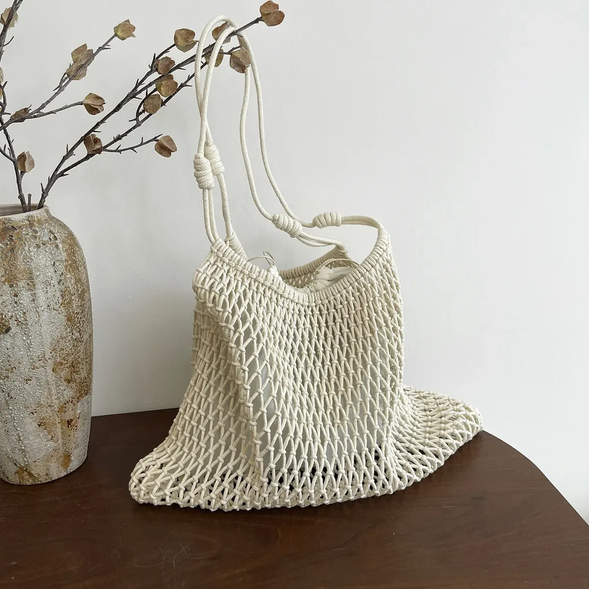 sac à bandoulière de plage en paille tressée ajourée grande capacité pour femme, nouvelle collection été 2026