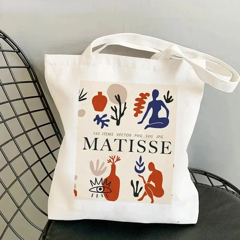 sac fourre-tout en toile artistique matisse the pink studio, durable, écologique, pour le travail, l'école, les courses, les trajets quotidiens, le yoga, sac à main à bandoulière