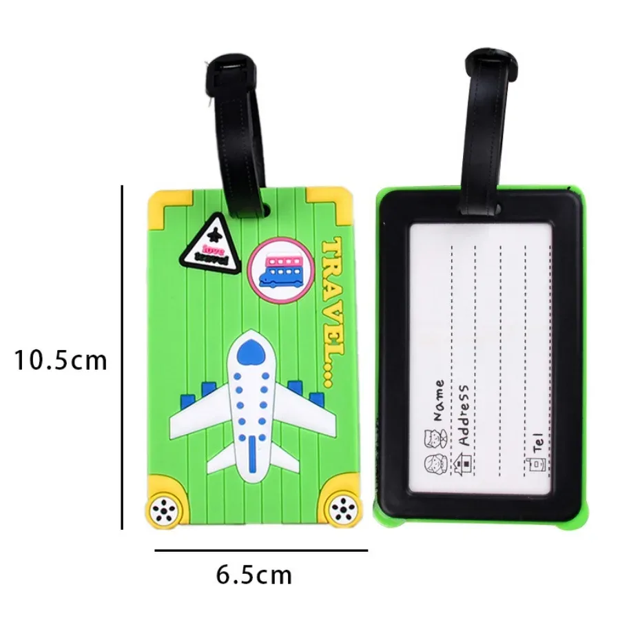 étiquettes de bagage en pvc souple, motif d'avion, étiquette de bagage mignonne, étiquette de valise créative, dessin animé, passe d'embarquement, accessoires de voyage en avion